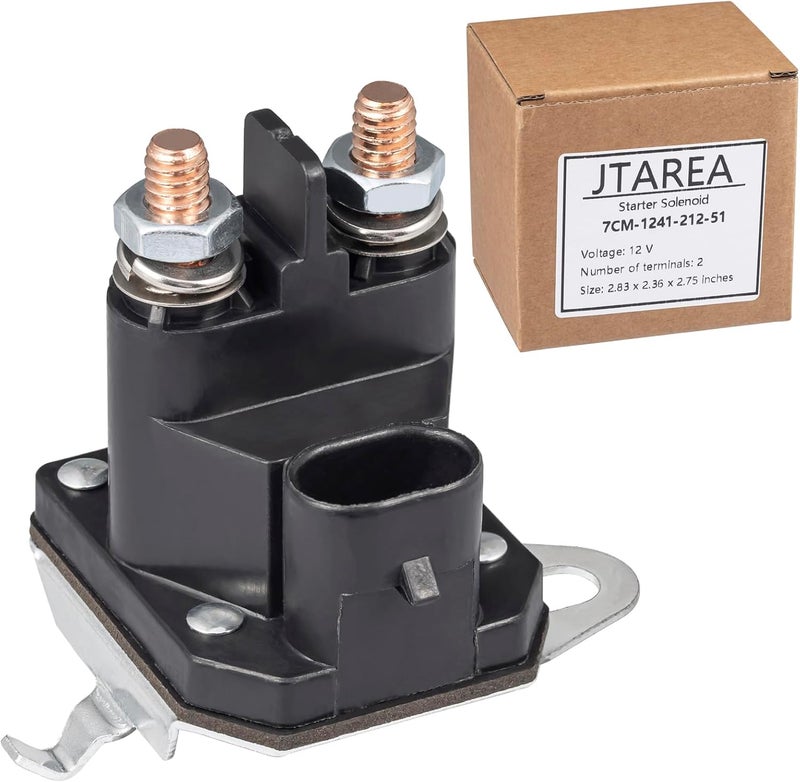 JTAREA 7CM-1241-212-51 Starter Solenoid 12V 2 Terminals Lawn Mower Solenoids Relay Replacement Parts for Trombetta 7CM124121251 M008904-000 Gravely 05167200 Riding Lawnmower Tractor - Image 1
